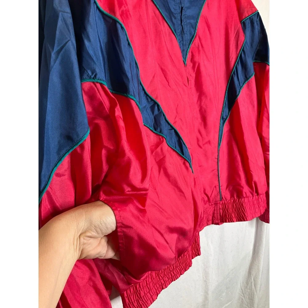 Metro Active Vintage Colorful 80s 90s Ski Windbreaker Track Jacket Pockets Apres